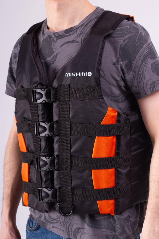 Жилет спасательный MISHIMO PRO Премиум качества Черно-оранжевый в Щёлкове