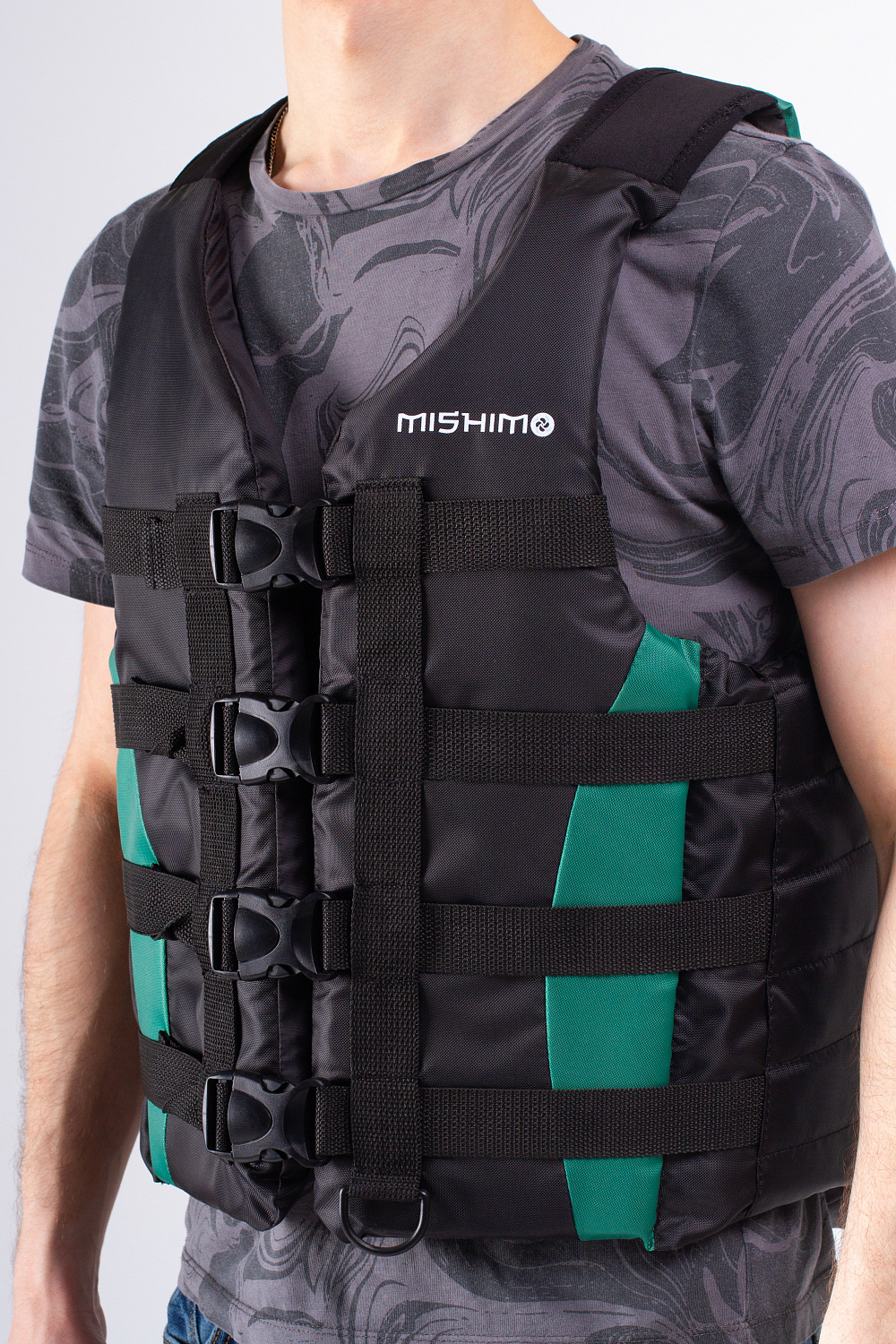 Жилет спасательный MISHIMO PRO Премиум качества Черно-зеленый в Щёлкове